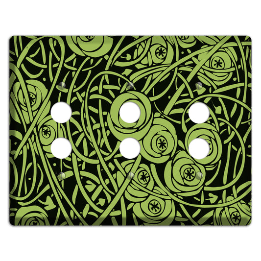 Green Deco Floral 3 Pushbutton Wallplate