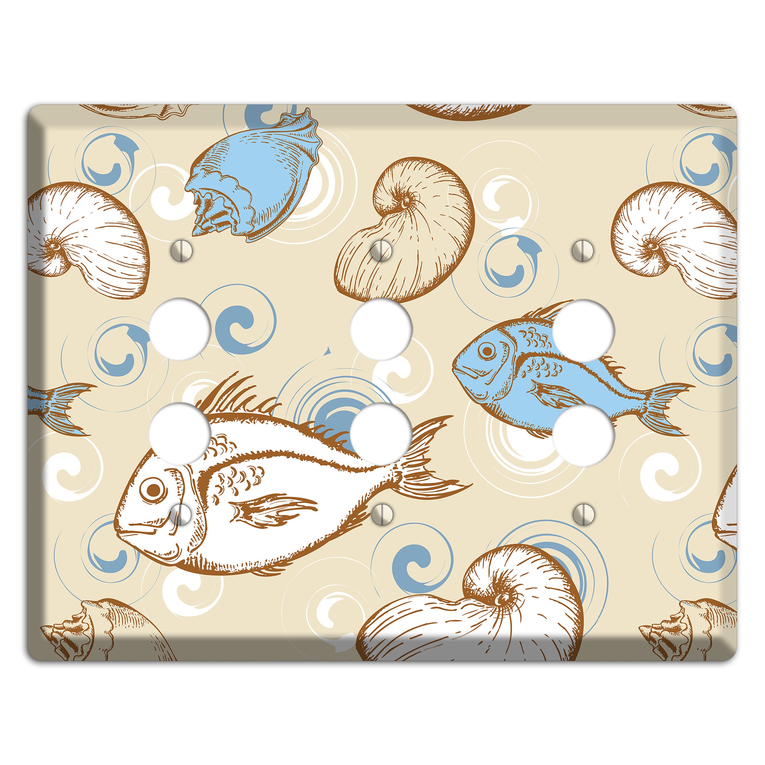 Mixed Sea Life Style 2 3 Pushbutton Wallplate
