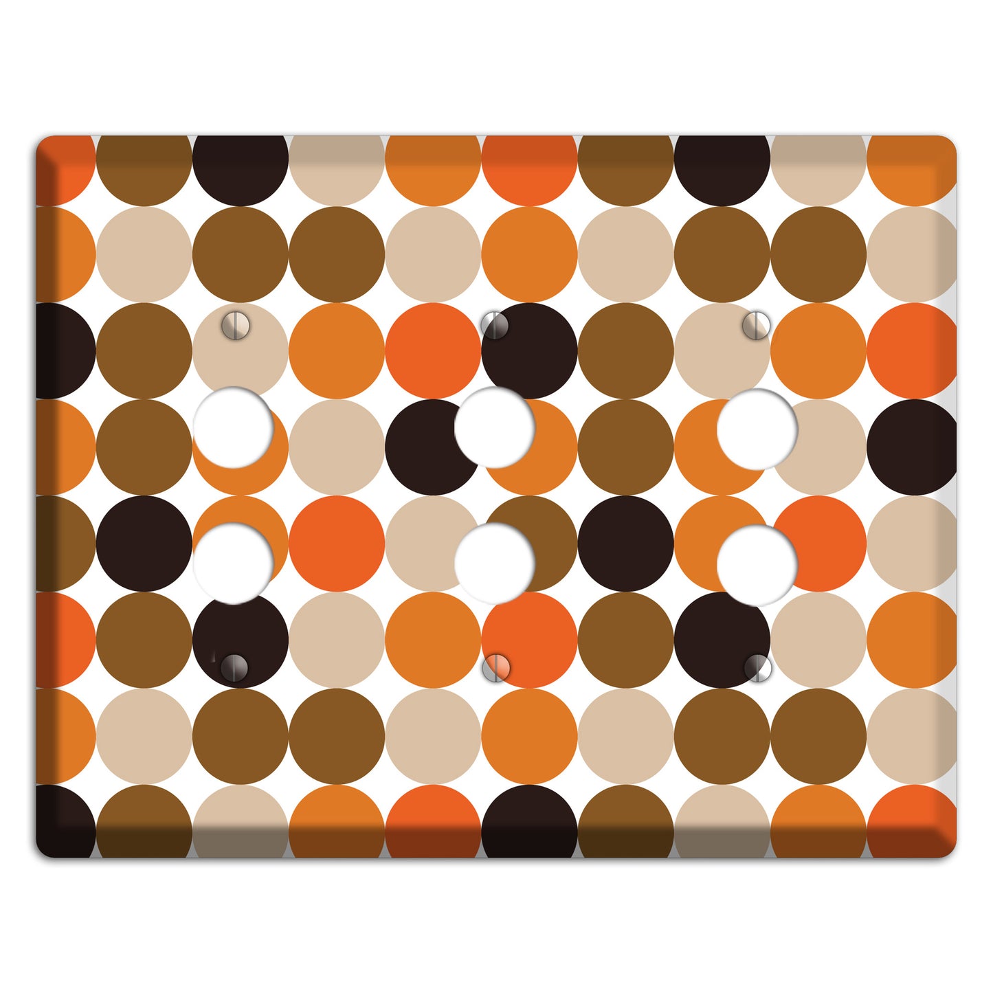 Orange Brown Black Beige Tiled Dots 3 Pushbutton Wallplate