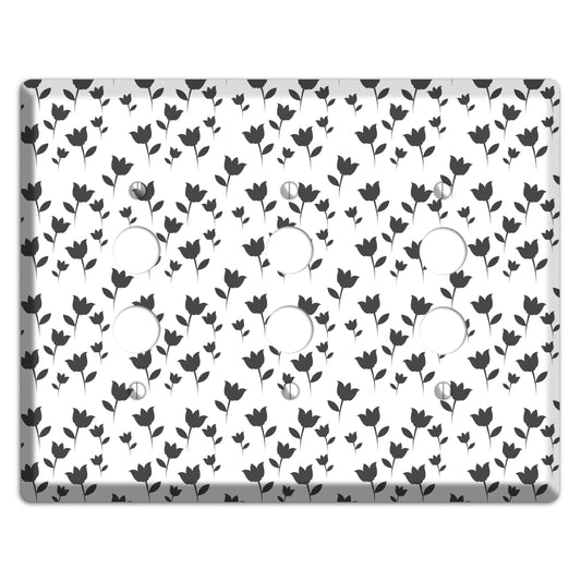 Black and White Tulips 3 Pushbutton Wallplate