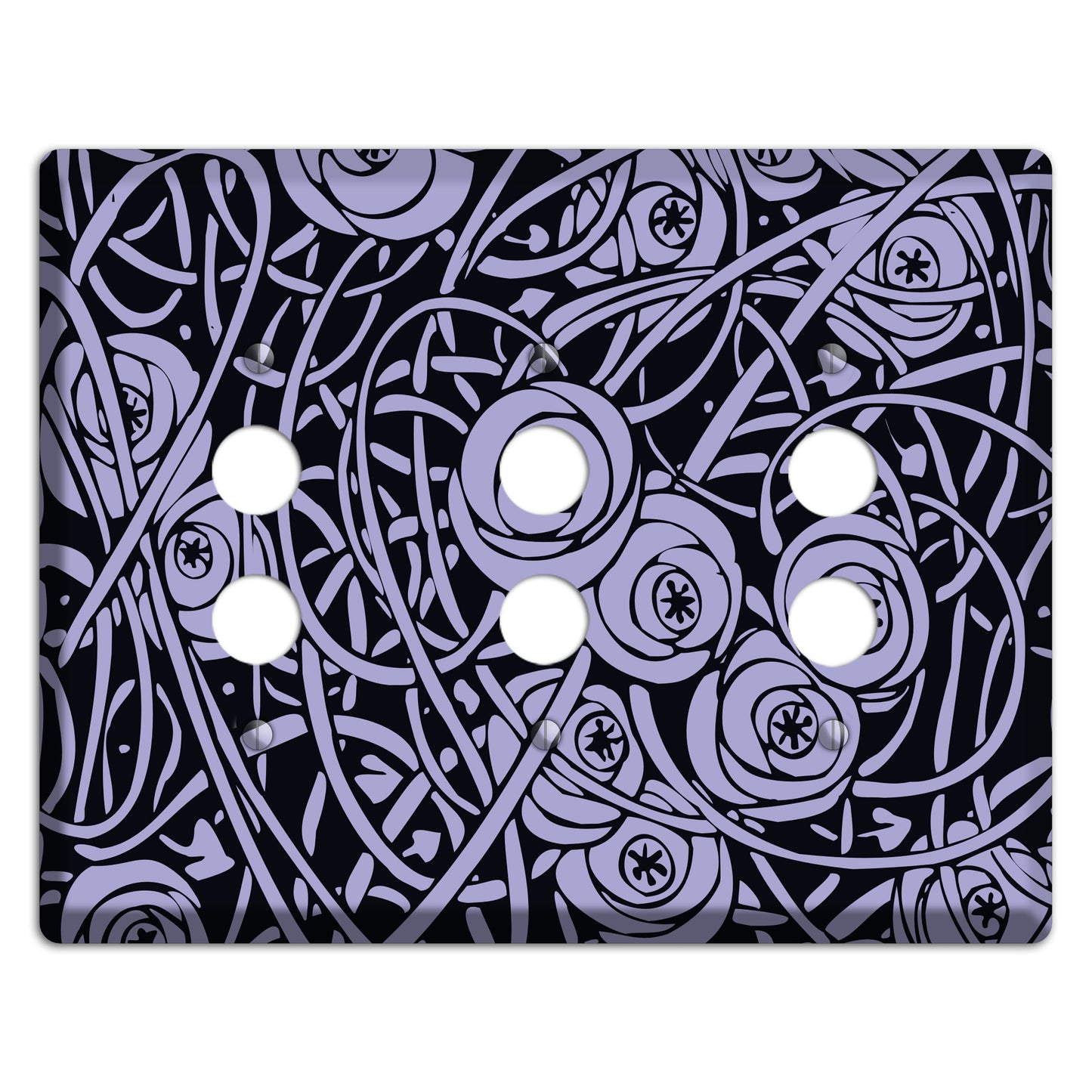 Lilac Deco Floral 3 Pushbutton Wallplate