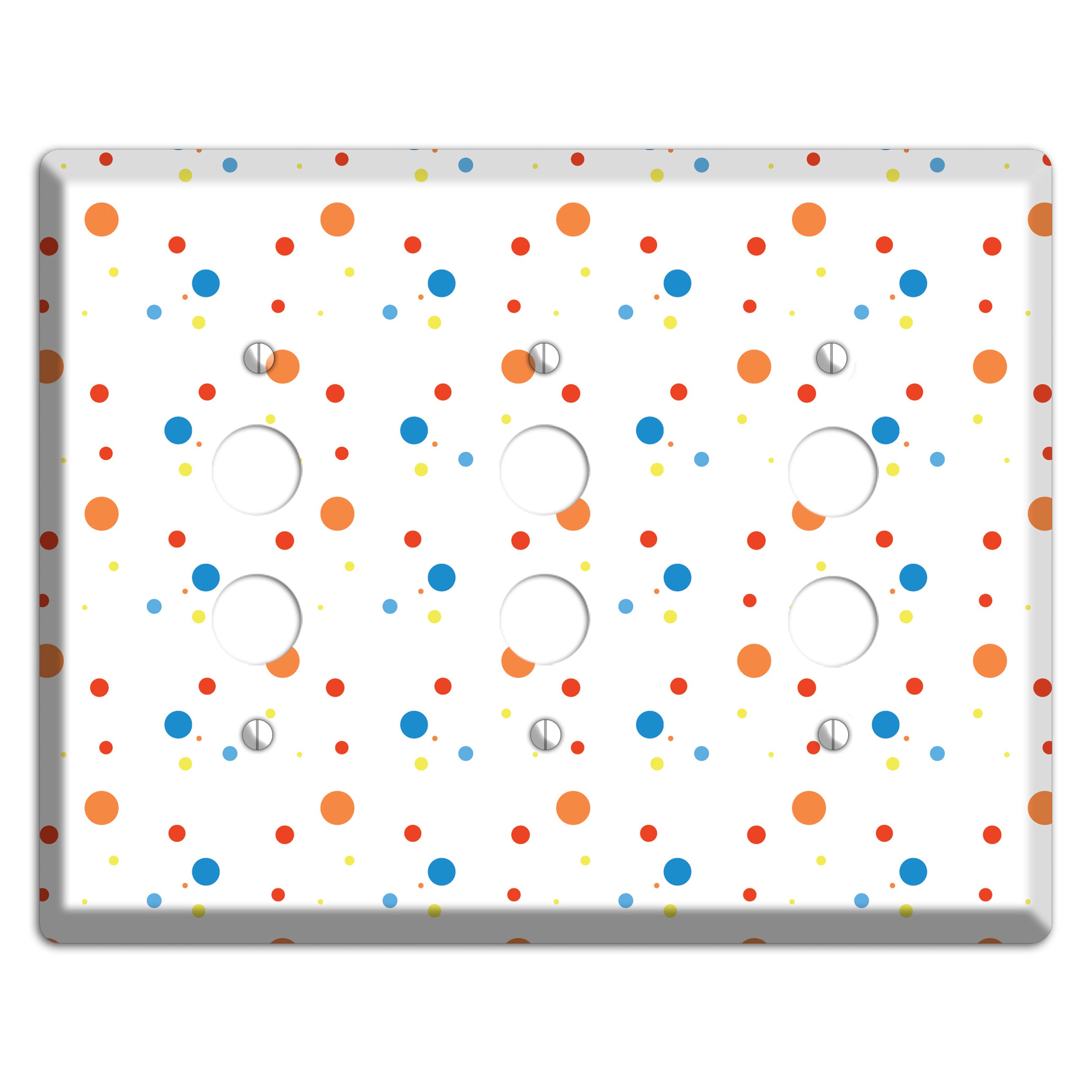 White with Multi Color Small Dots 2 3 Pushbutton Wallplate