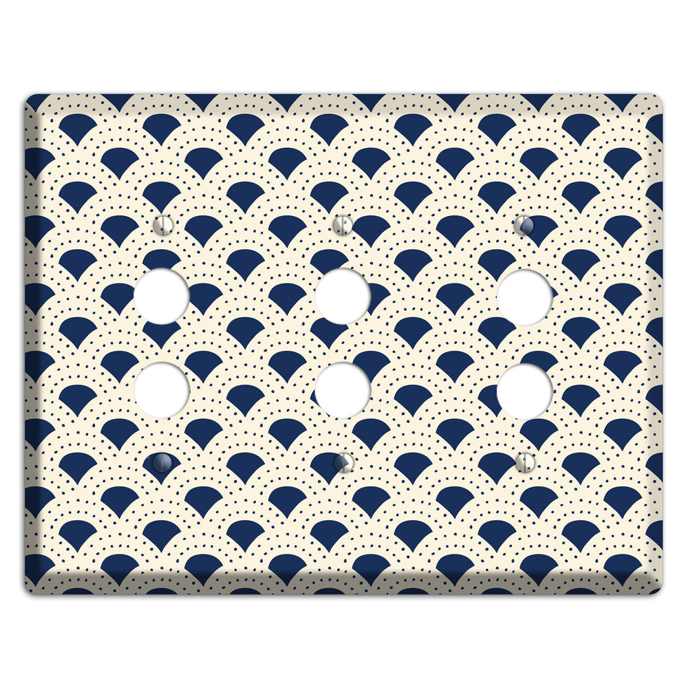 Navy Confetti Fan 3 Pushbutton Wallplate