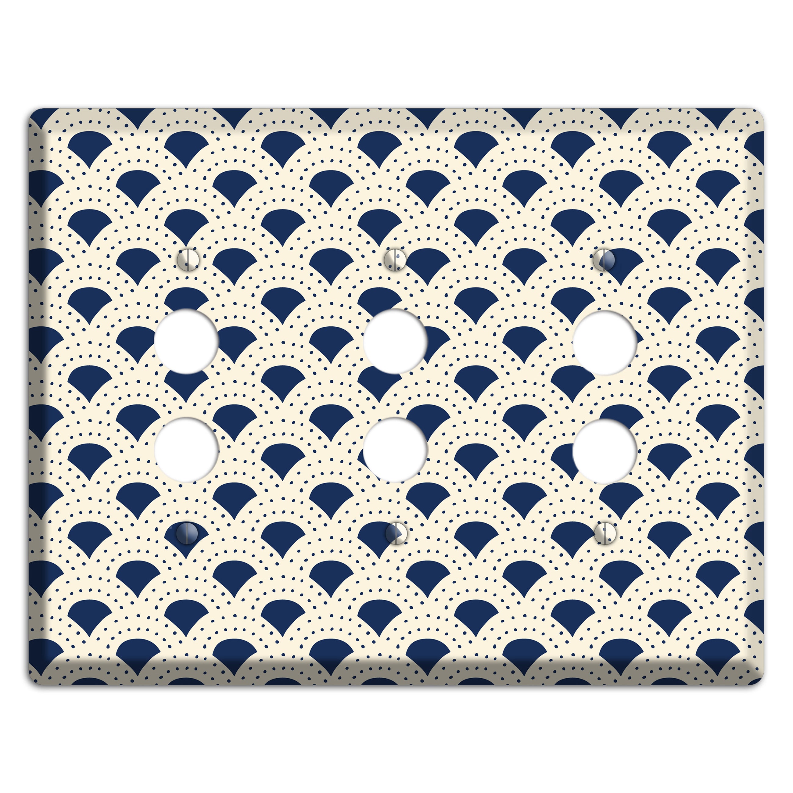 Navy Confetti Fan 3 Pushbutton Wallplate