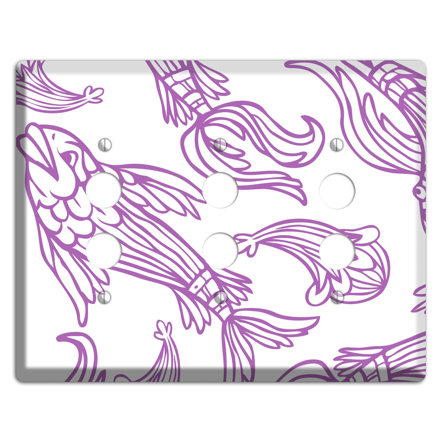 Purple and White Koi 3 Pushbutton Wallplate