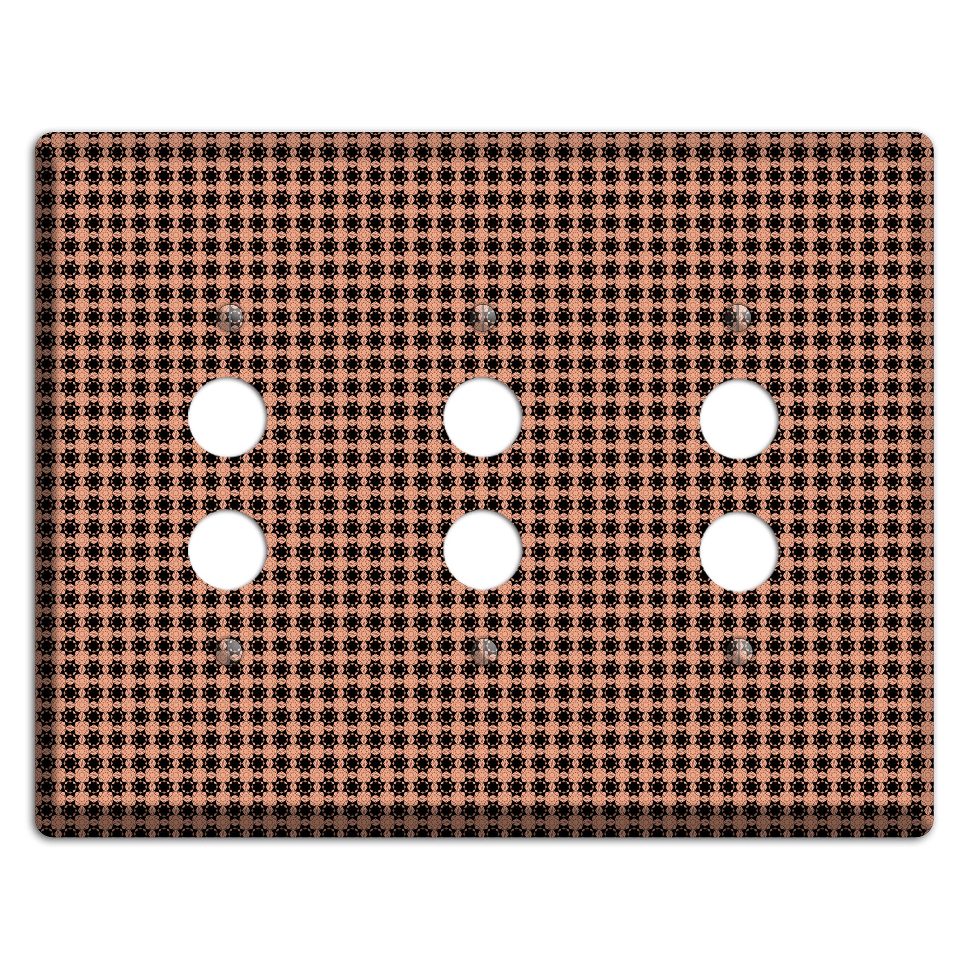 Coral and Black Arabesque 3 Pushbutton Wallplate