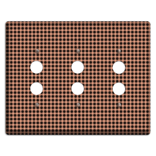 Coral and Black Arabesque 3 Pushbutton Wallplate