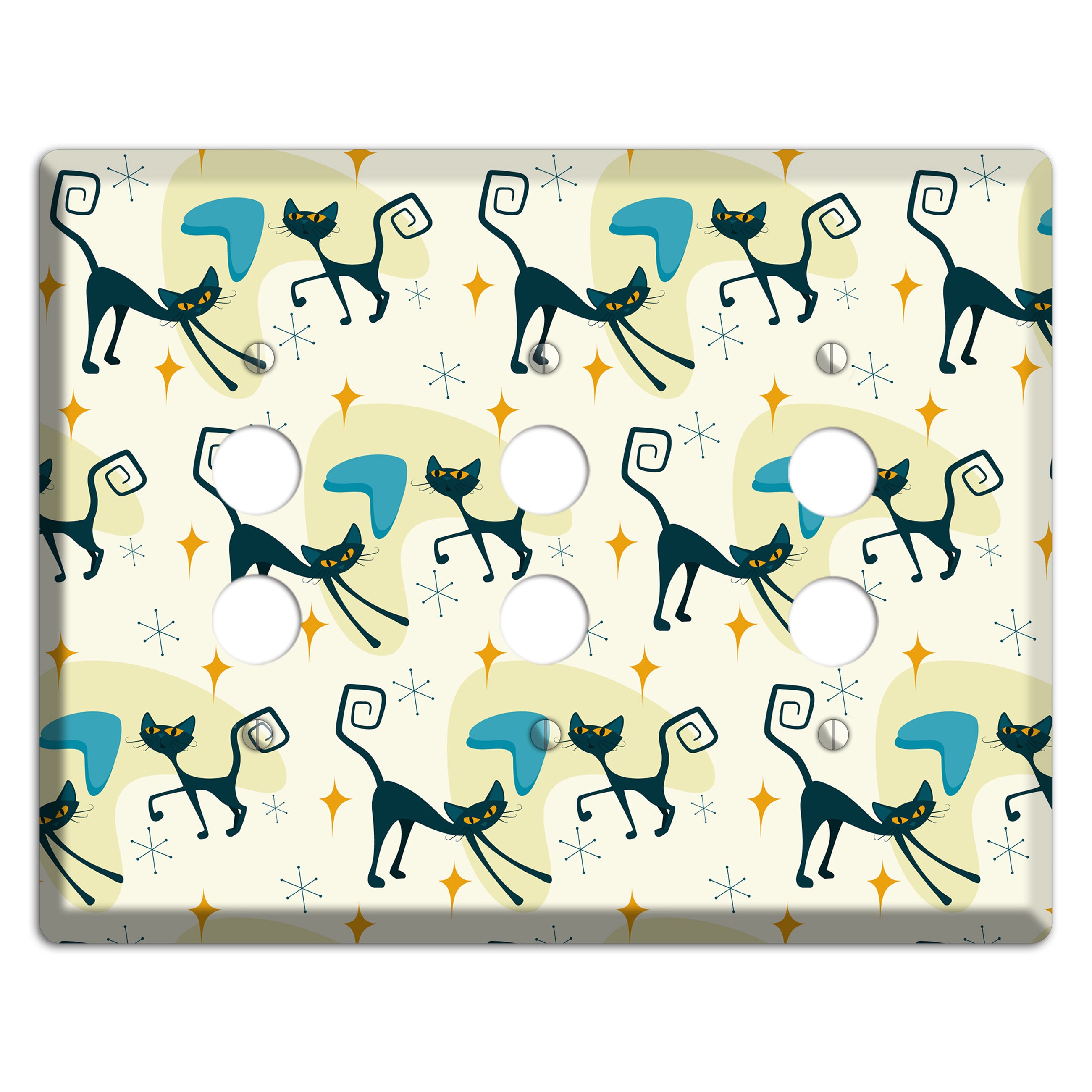 Black Cats 3 Pushbutton Wallplate