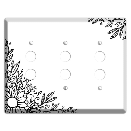 Hand-Drawn Floral 6 3 Pushbutton Wallplate