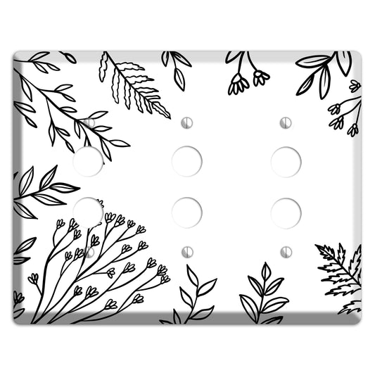 Hand-Drawn Floral 38 3 Pushbutton Wallplate