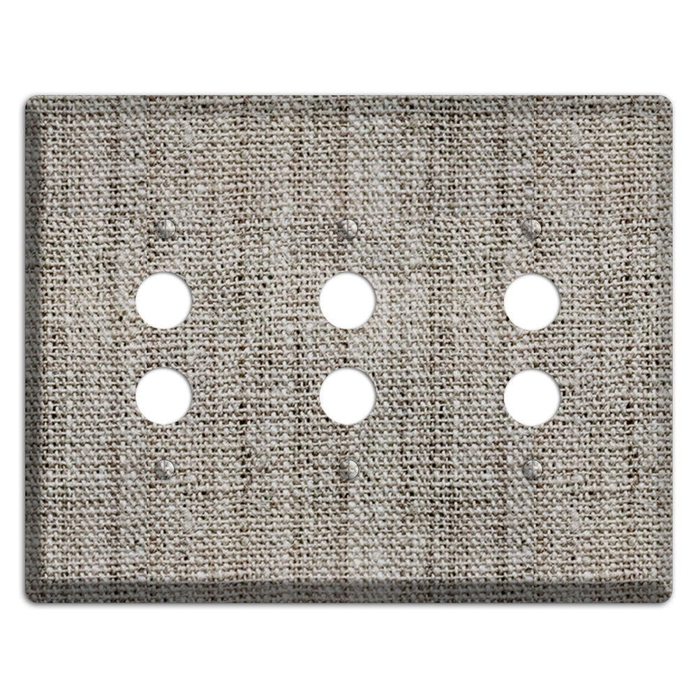 Zorba Burlap 3 Pushbutton Wallplate