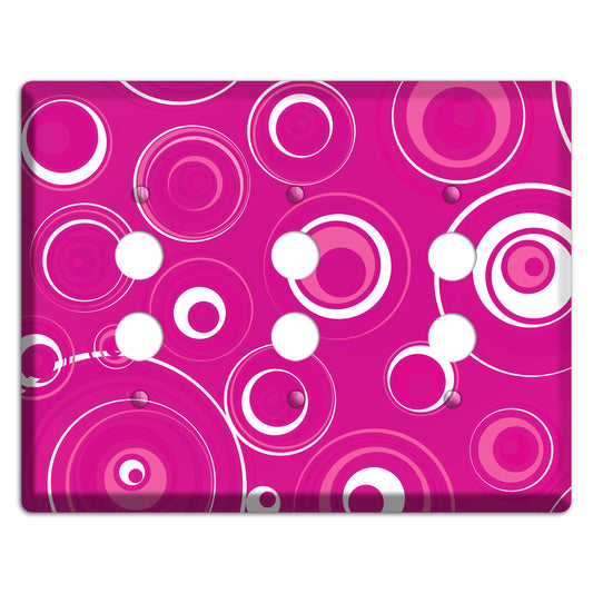 Dark Pink Circles 3 Pushbutton Wallplate