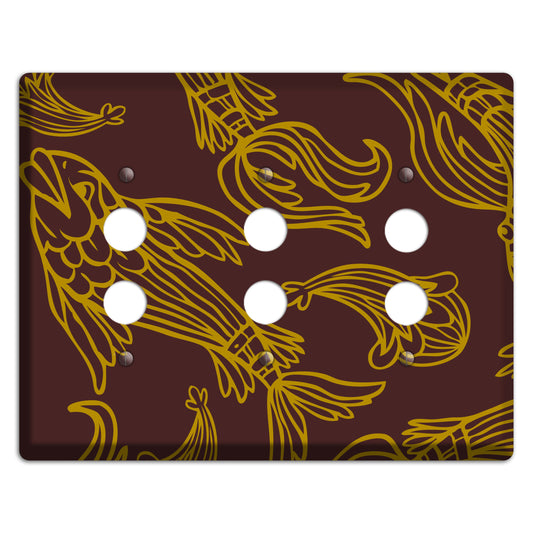 Brown and Beige Koi 3 Pushbutton Wallplate