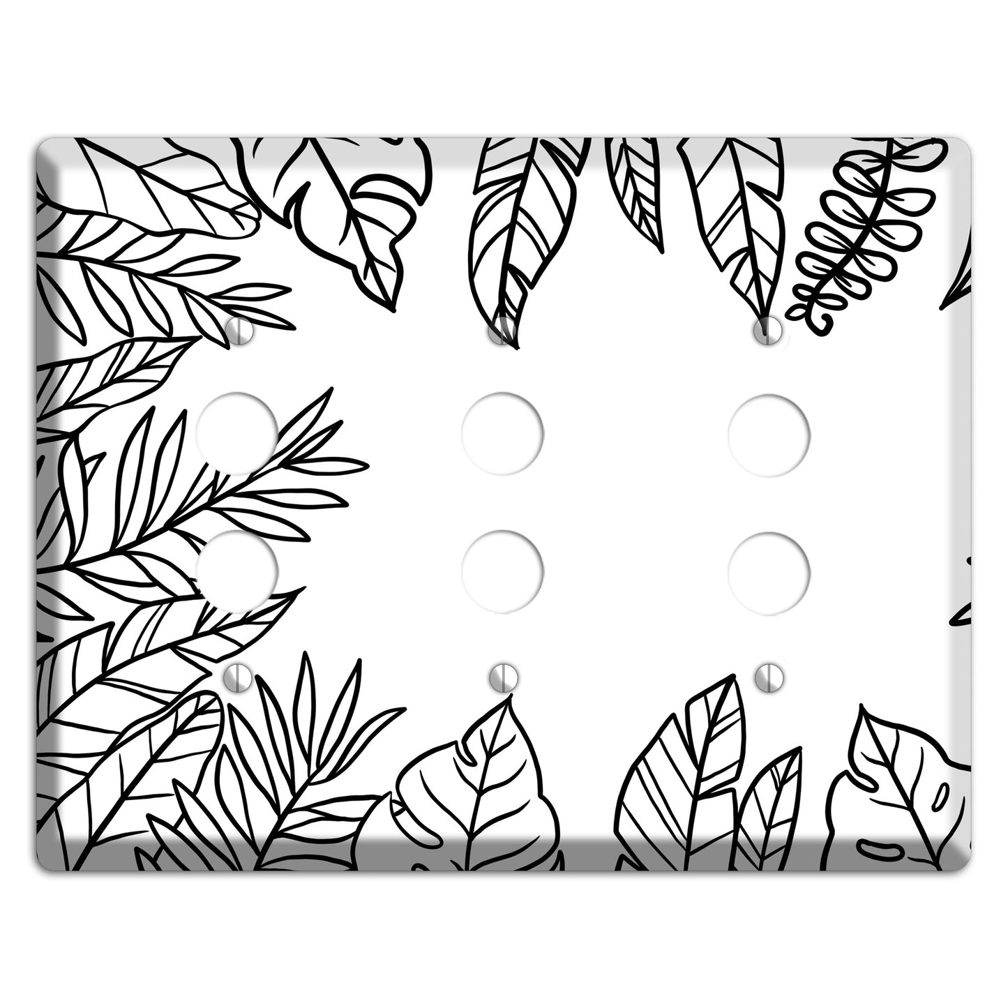 Hand-Drawn Leaves 5 3 Pushbutton Wallplate