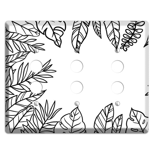 Hand-Drawn Leaves 5 3 Pushbutton Wallplate