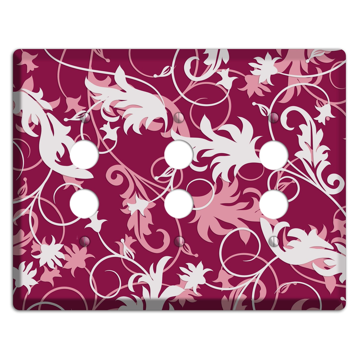 Fuschia and Pink Victorian Sprig 3 Pushbutton Wallplate