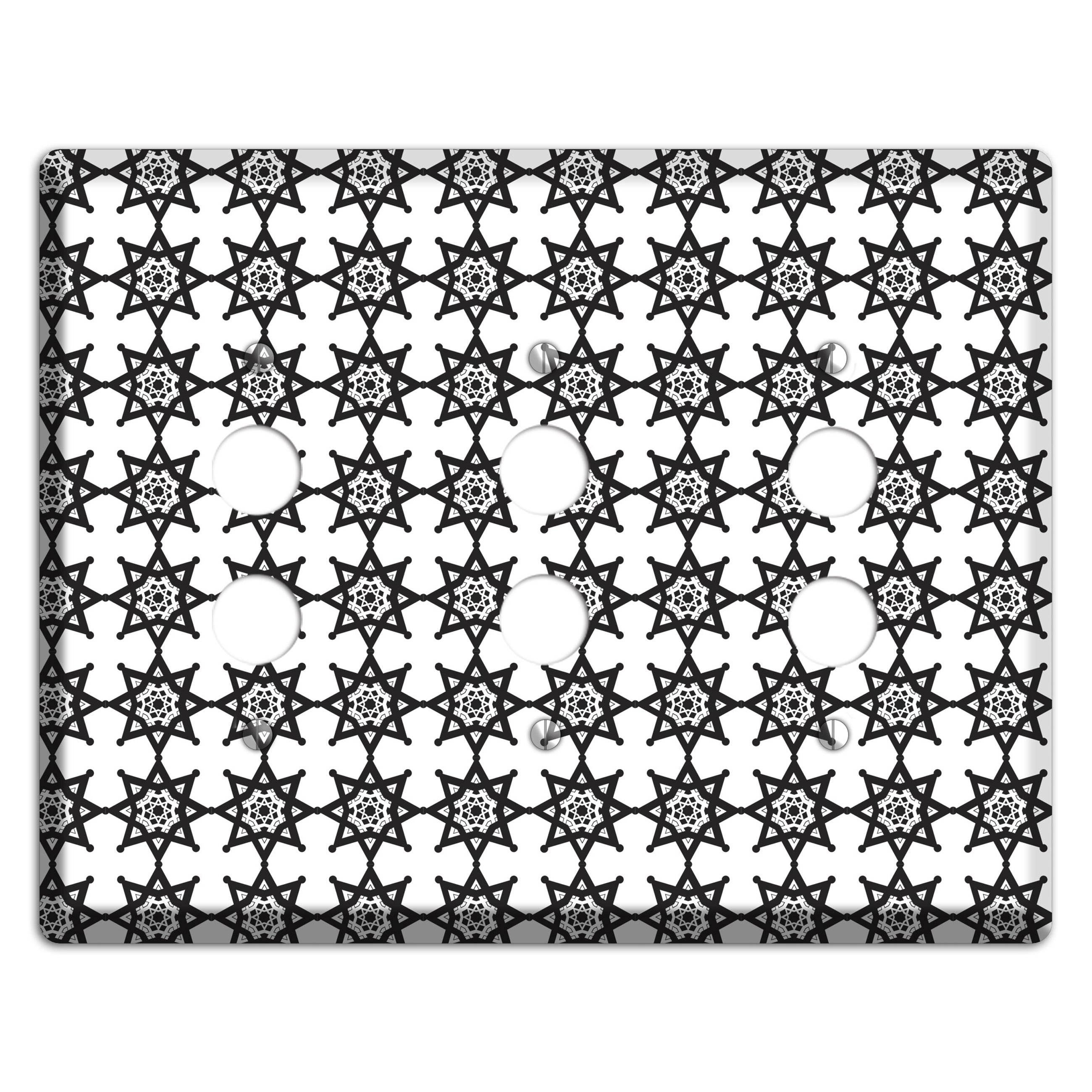 White with Black Arabesque Aster 3 Pushbutton Wallplate
