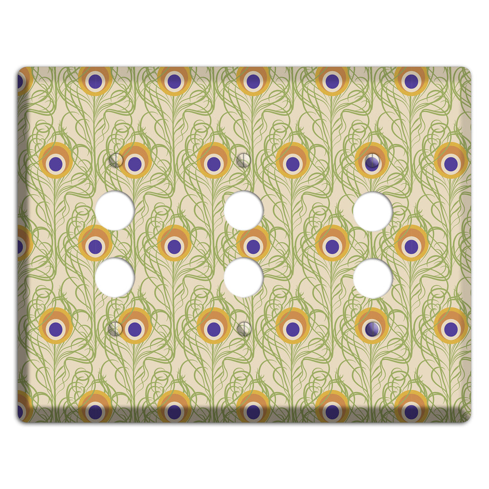 Nouveau Peacock 3 Pushbutton Wallplate