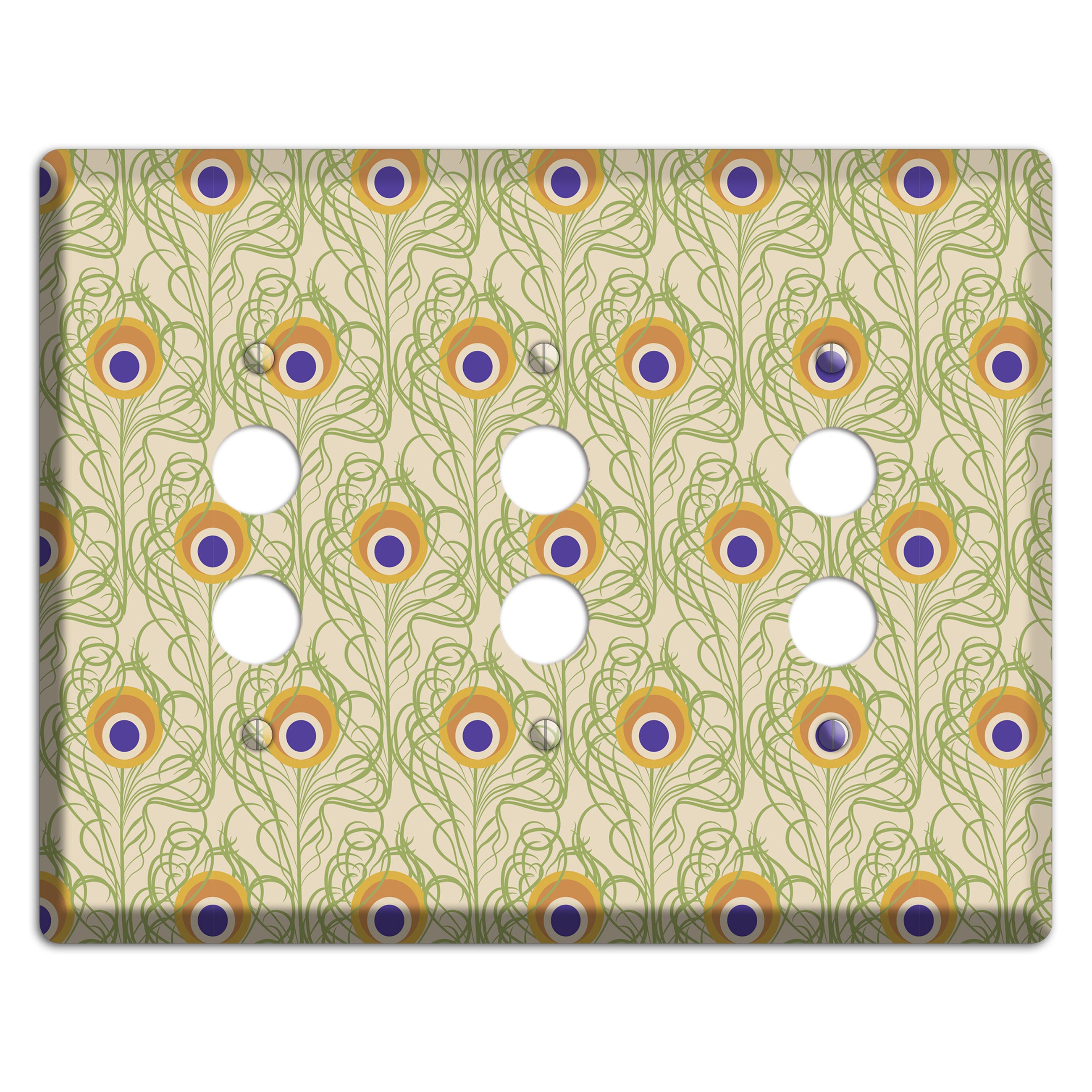 Nouveau Peacock 3 Pushbutton Wallplate