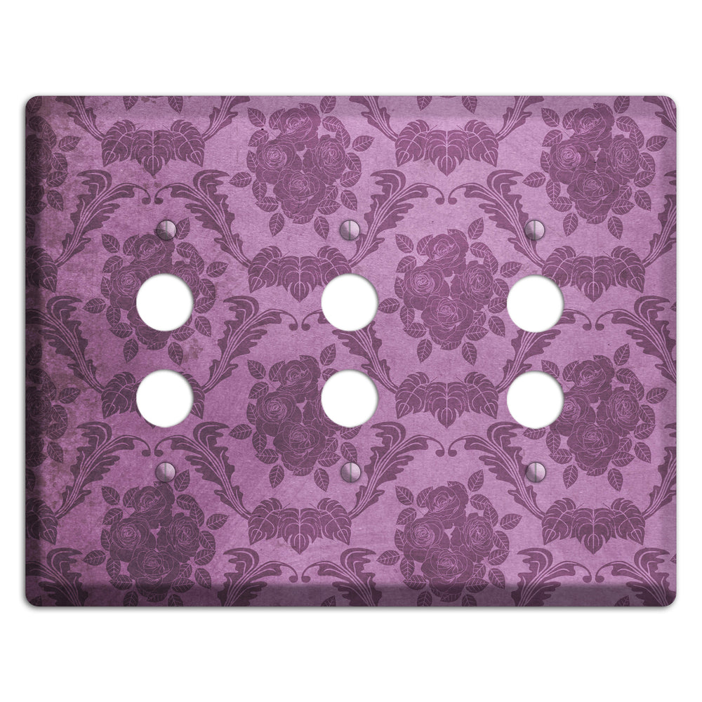 Bouquet Vintage Rose Damask 3 Pushbutton Wallplate