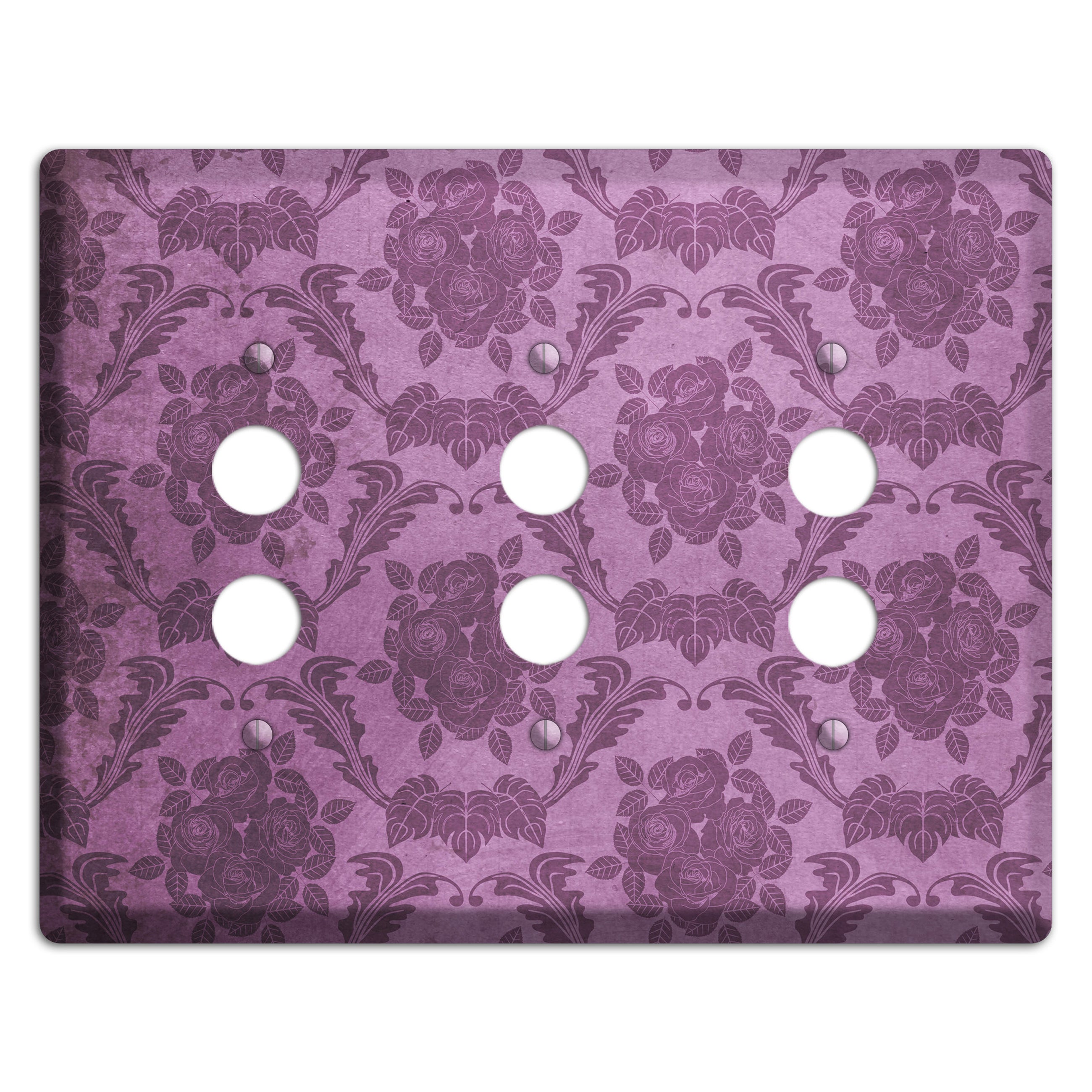 Bouquet Vintage Rose Damask 3 Pushbutton Wallplate