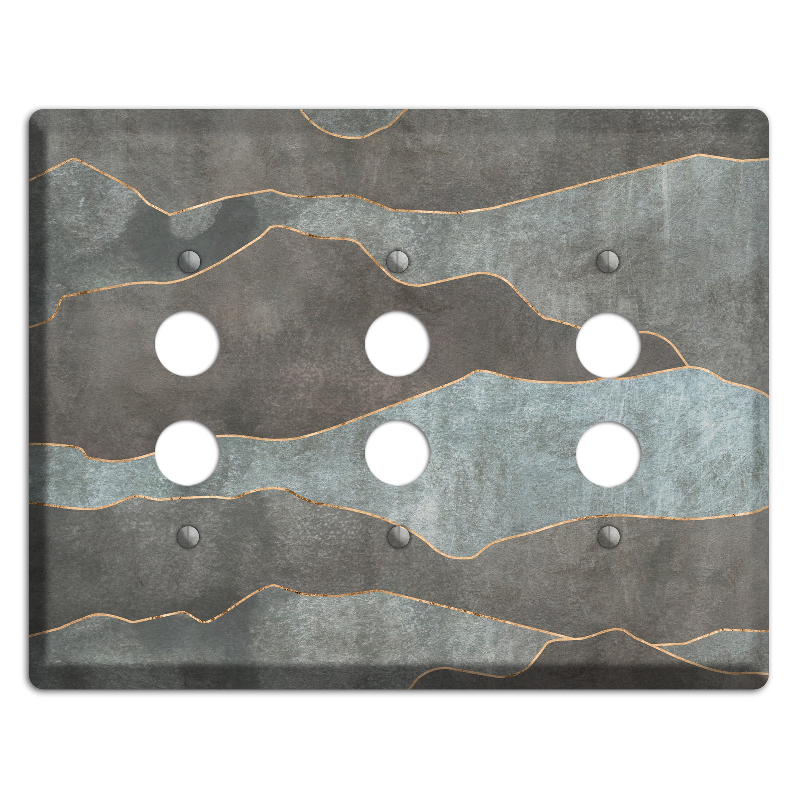 Dusty Blue Mountain Range 3 Pushbutton Wallplate
