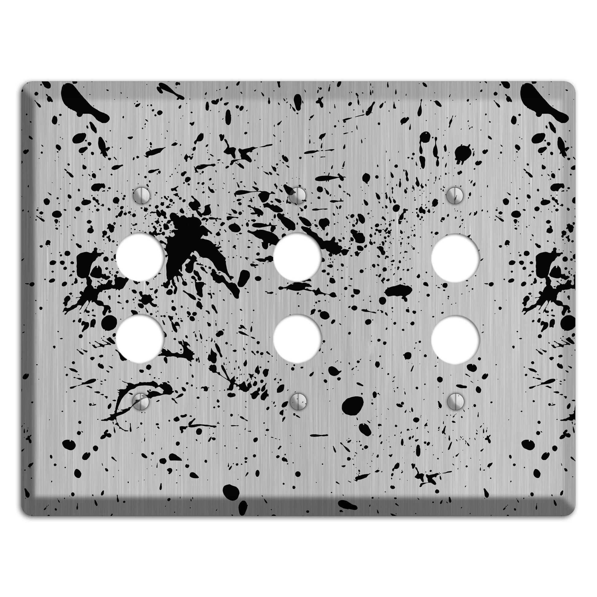 Ink Splash 4 Stainless 3 Pushbutton Wallplate