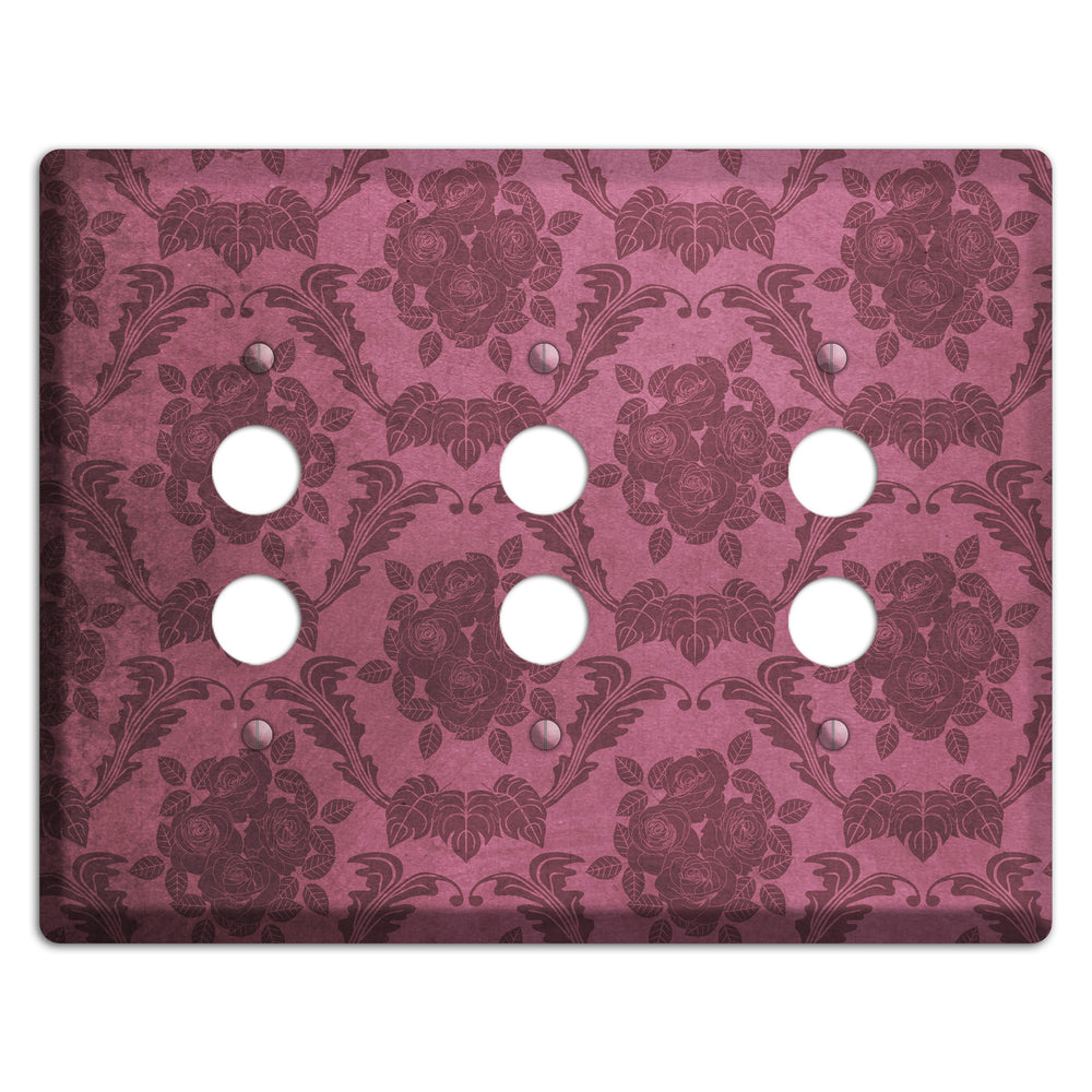 Turkish Rose Vintage Rose Damask 3 Pushbutton Wallplate