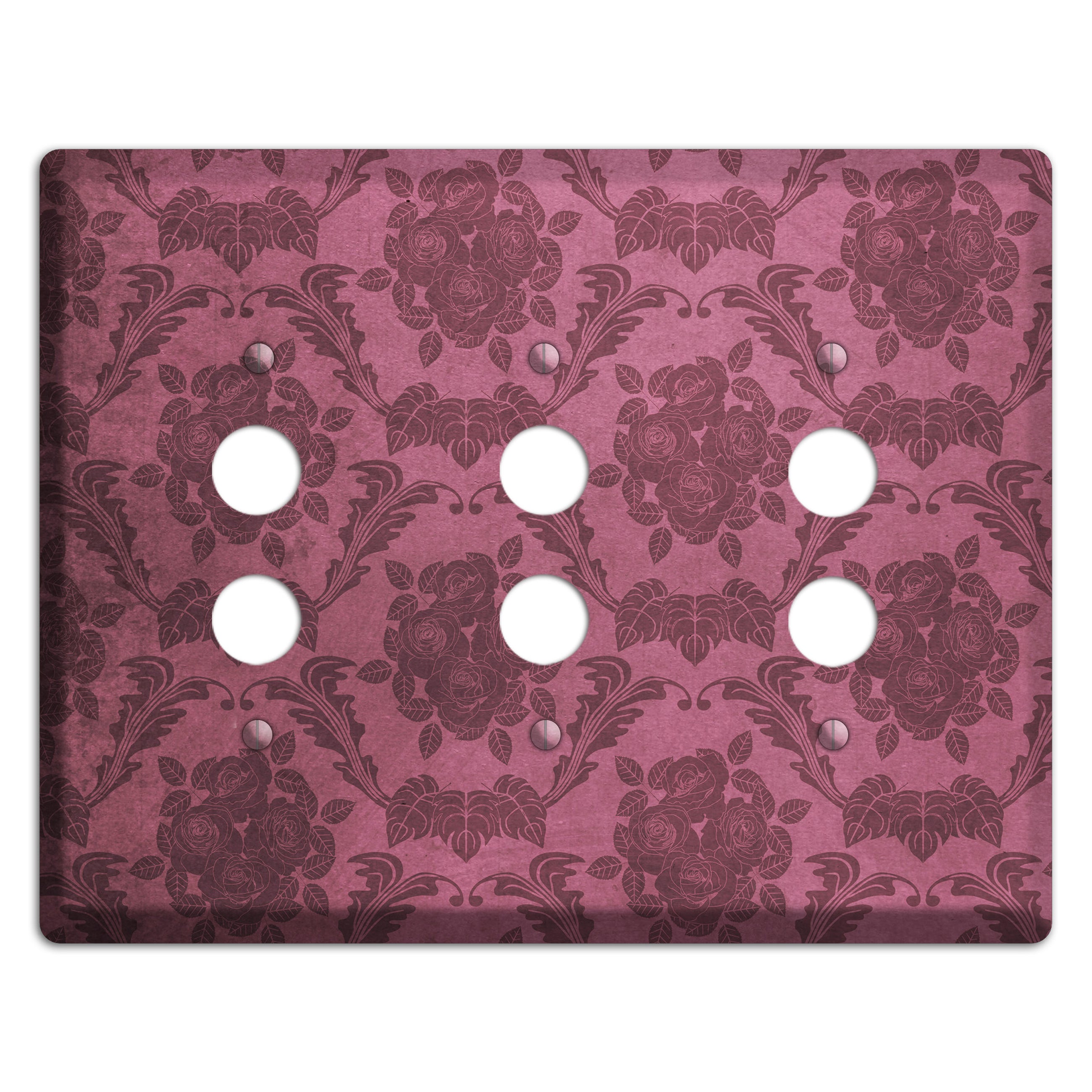 Turkish Rose Vintage Rose Damask 3 Pushbutton Wallplate