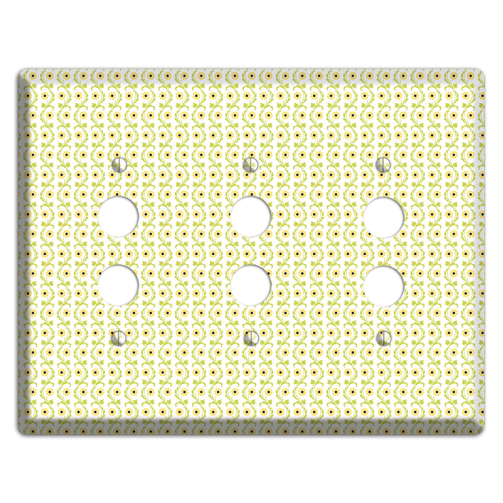 Tiny Yellow and Green Retro Sprig 3 Pushbutton Wallplate