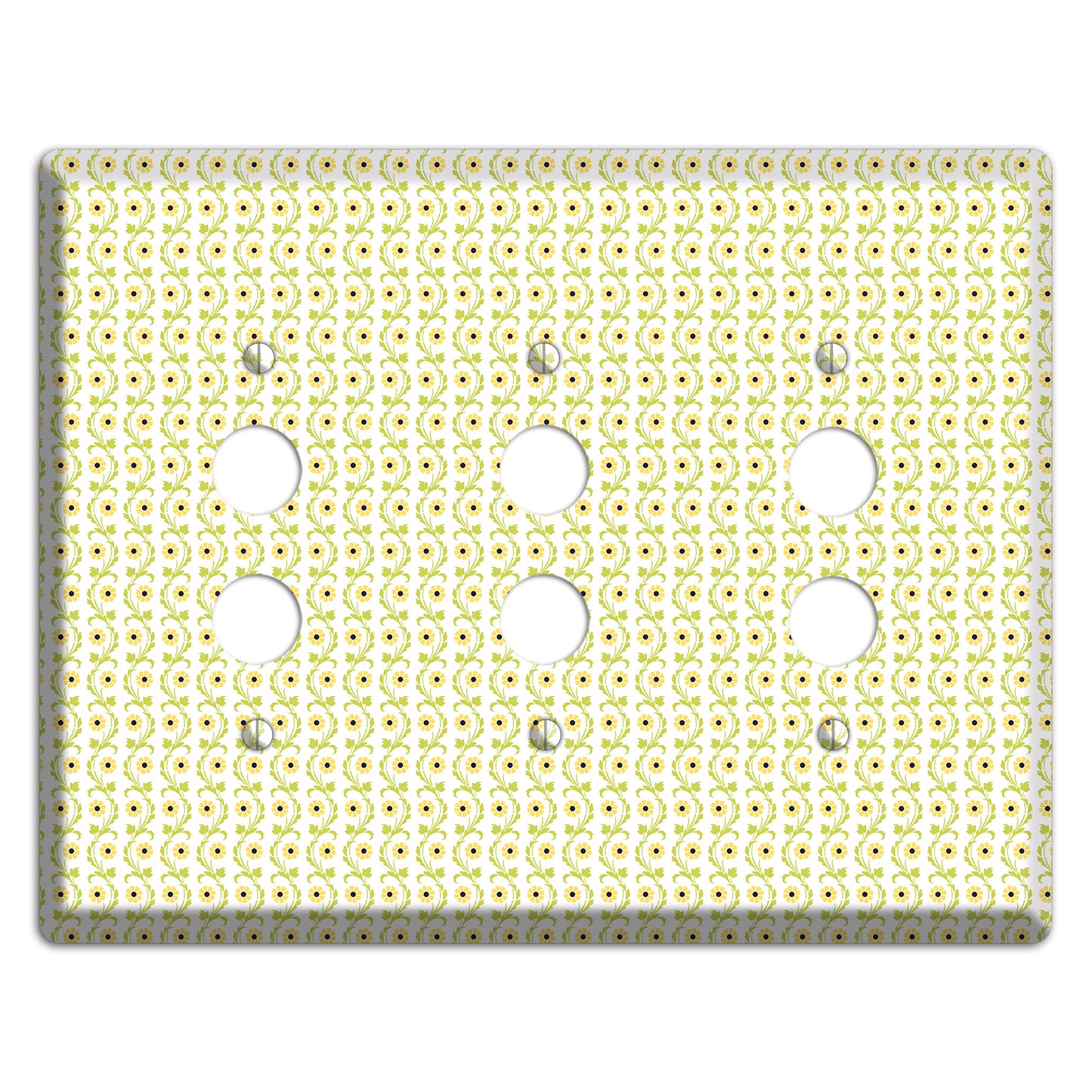Tiny Yellow and Green Retro Sprig 3 Pushbutton Wallplate