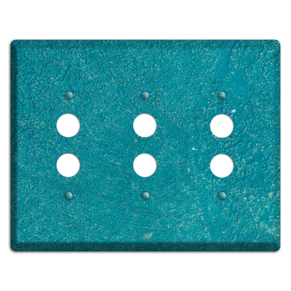 Teal concrete 3 Pushbutton Wallplate