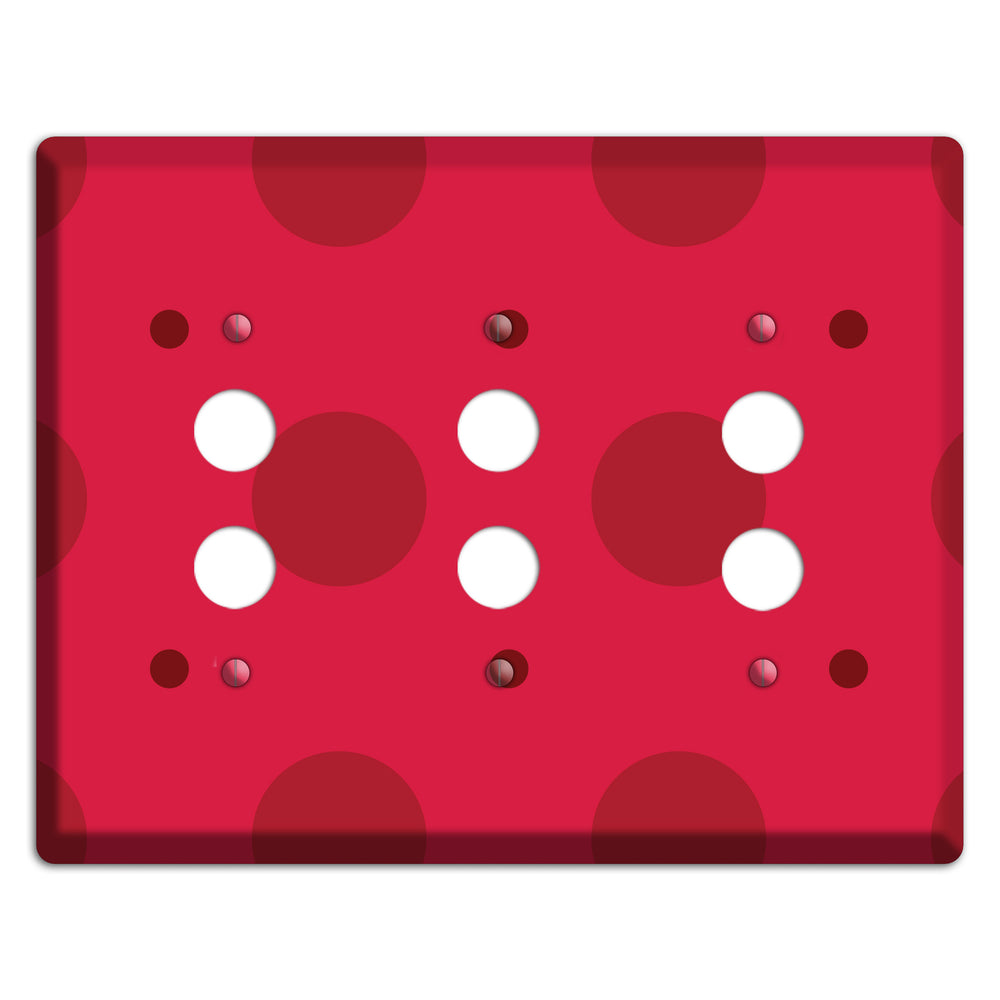 Red with Red Multi Tiled Medium Dots 3 Pushbutton Wallplate