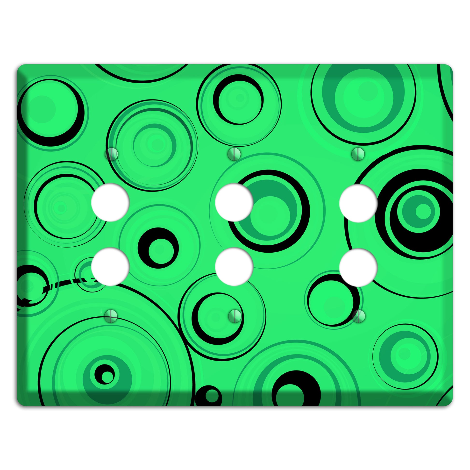 Bright Green Circles 3 Pushbutton Wallplate