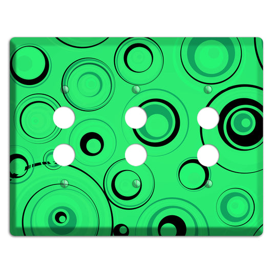 Bright Green Circles 3 Pushbutton Wallplate