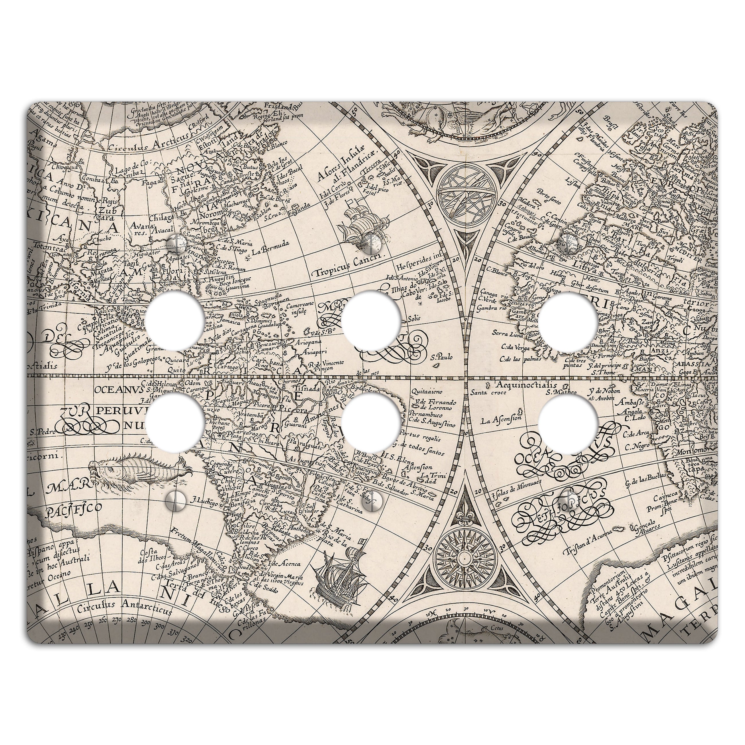 Map of South America 3 Pushbutton Wallplate