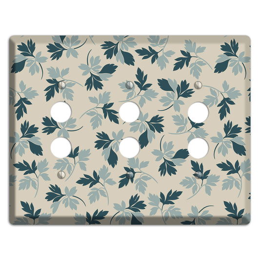 Blue Leaves 3 Pushbutton Wallplate