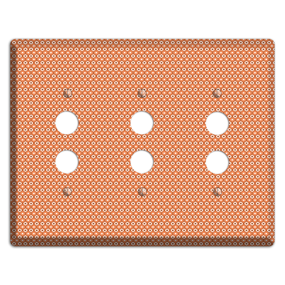 Coral Tiny Double Scallop 3 Pushbutton Wallplate