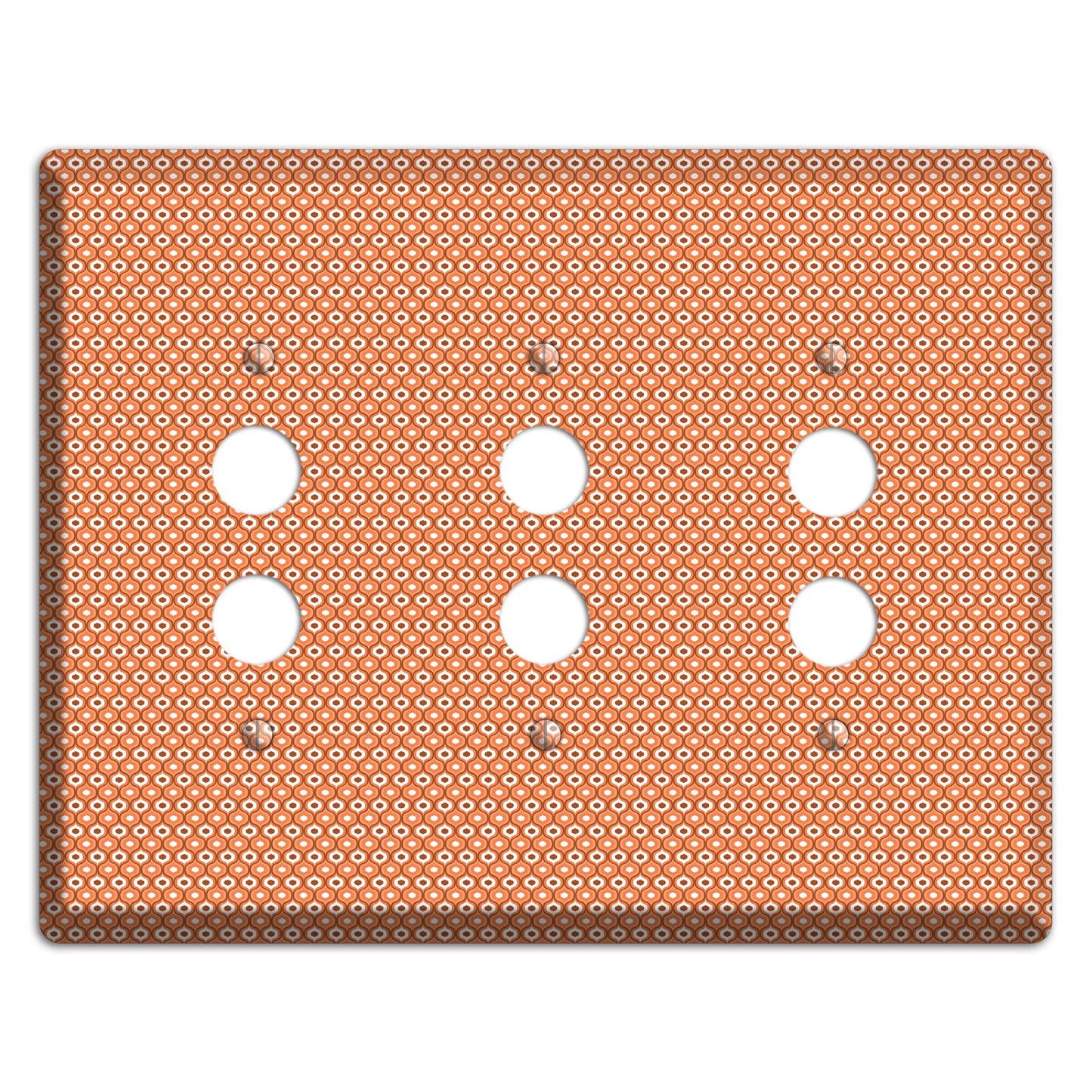 Coral Tiny Double Scallop 3 Pushbutton Wallplate