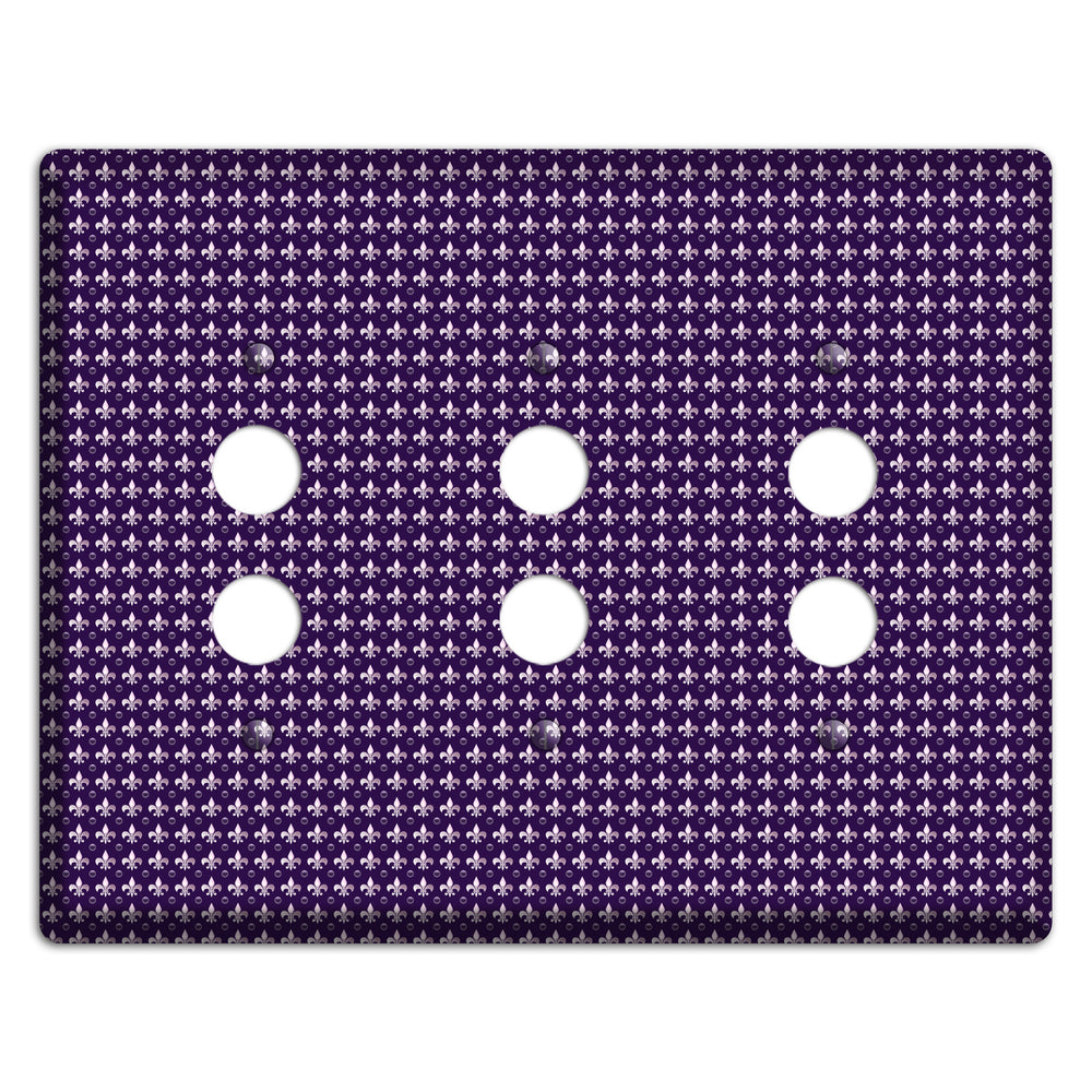 Purple Fleur de Lis 3 Pushbutton Wallplate