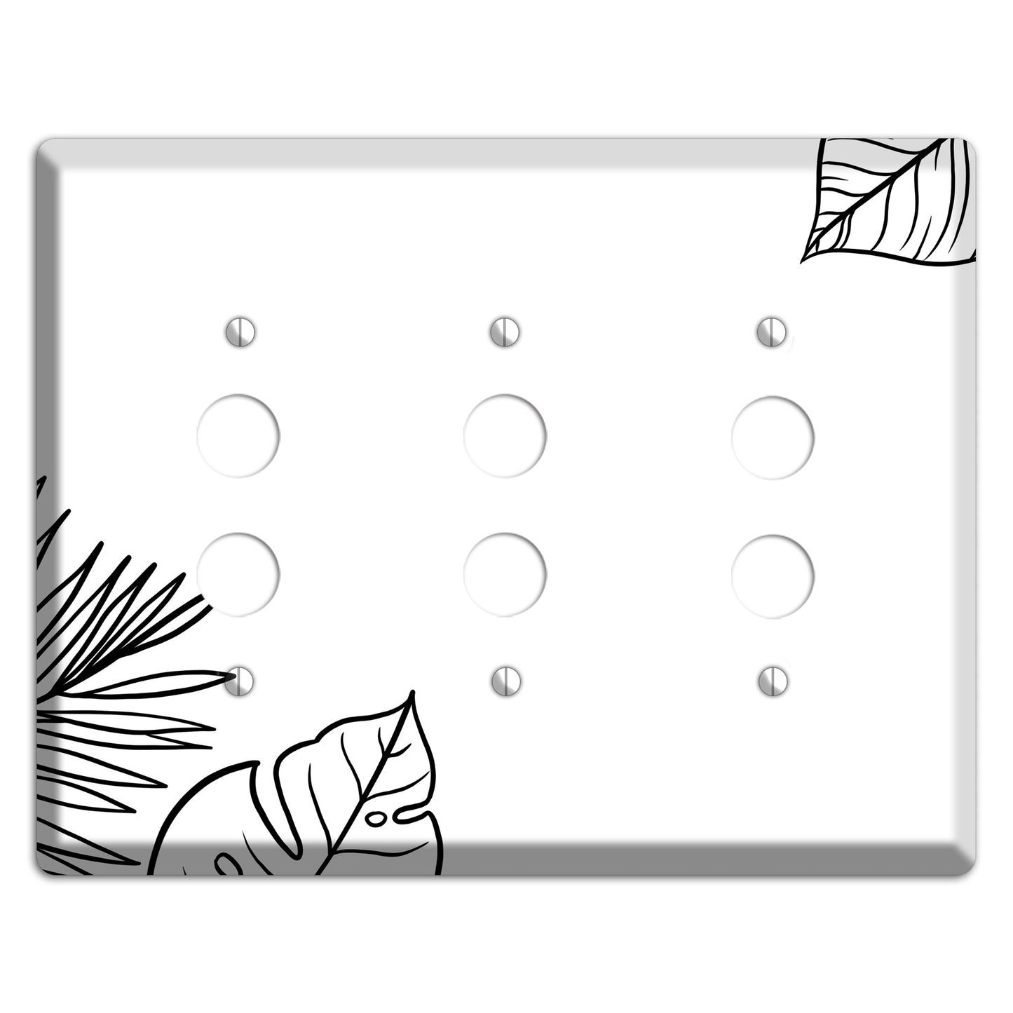 Hand-Drawn Leaves 2 3 Pushbutton Wallplate