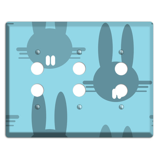 Blue Bunny 3 Pushbutton Wallplate