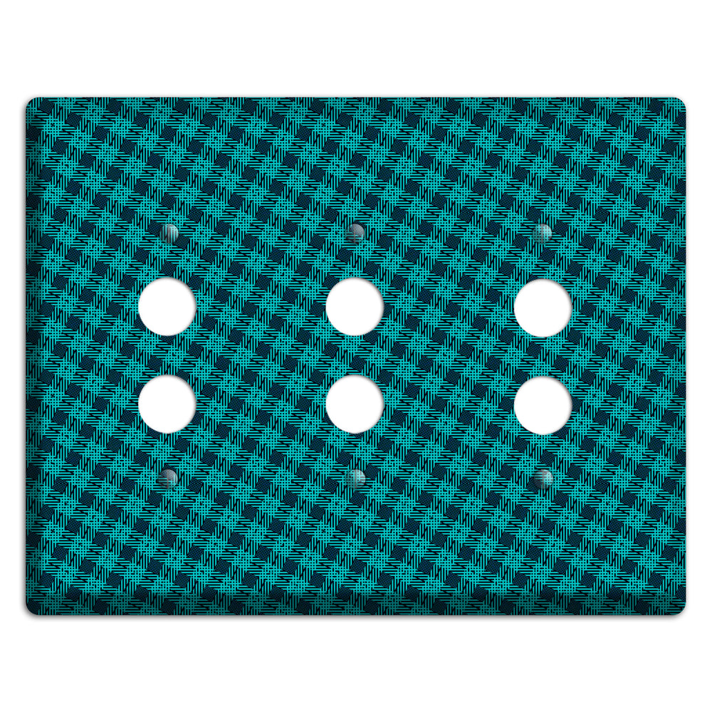 Turquoise Diamond Plaid 3 Pushbutton Wallplate