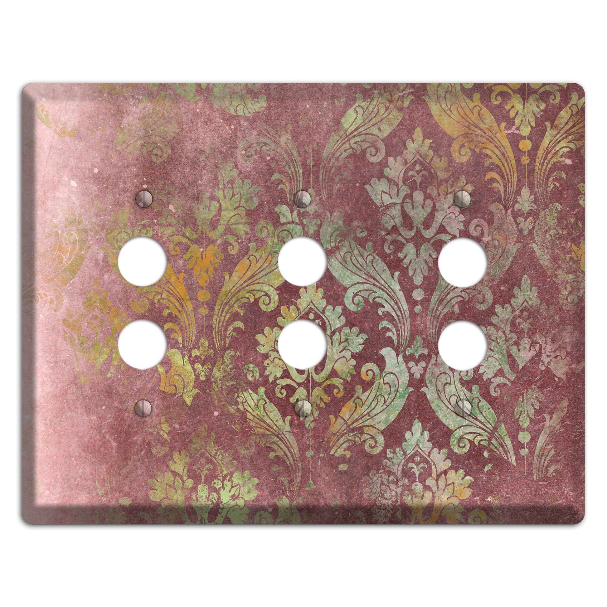 Roman Coffee Whimsical Damask 3 Pushbutton Wallplate