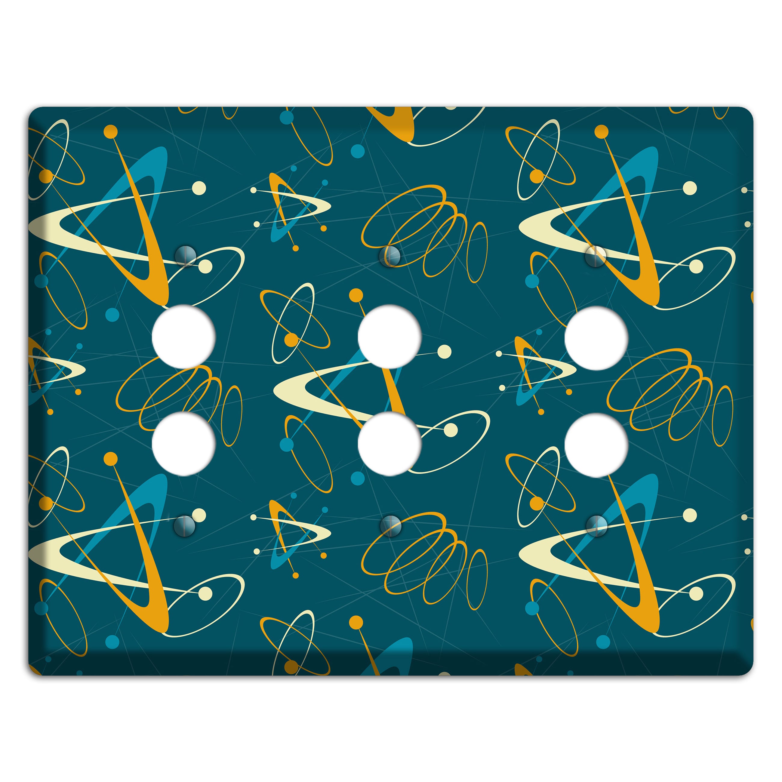 Mustard and Blue Atomic 3 Pushbutton Wallplate