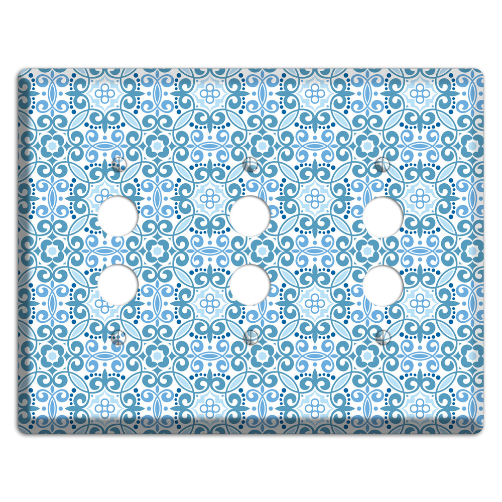 Multi Blue Foulard 3 Pushbutton Wallplate