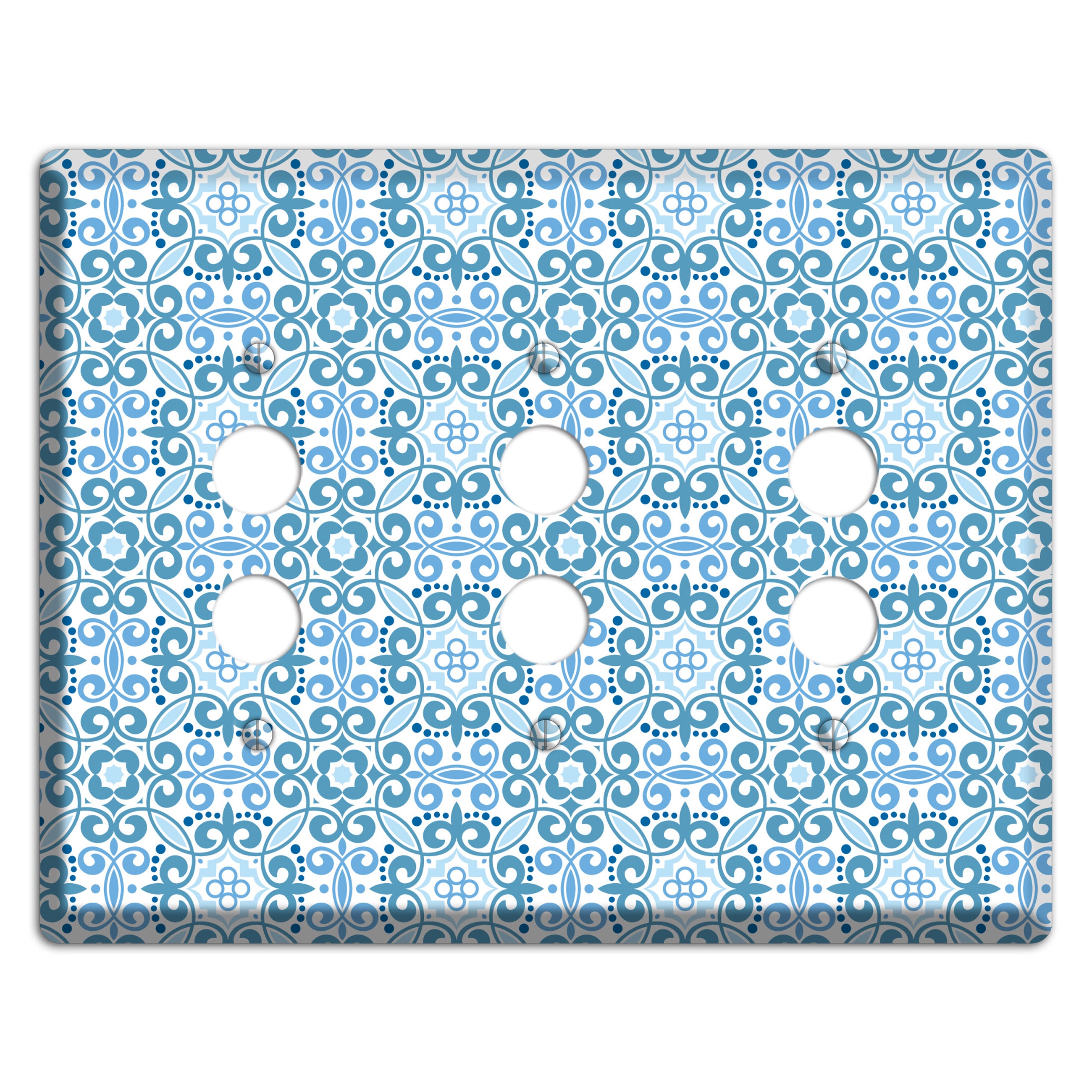 Multi Blue Foulard 3 Pushbutton Wallplate