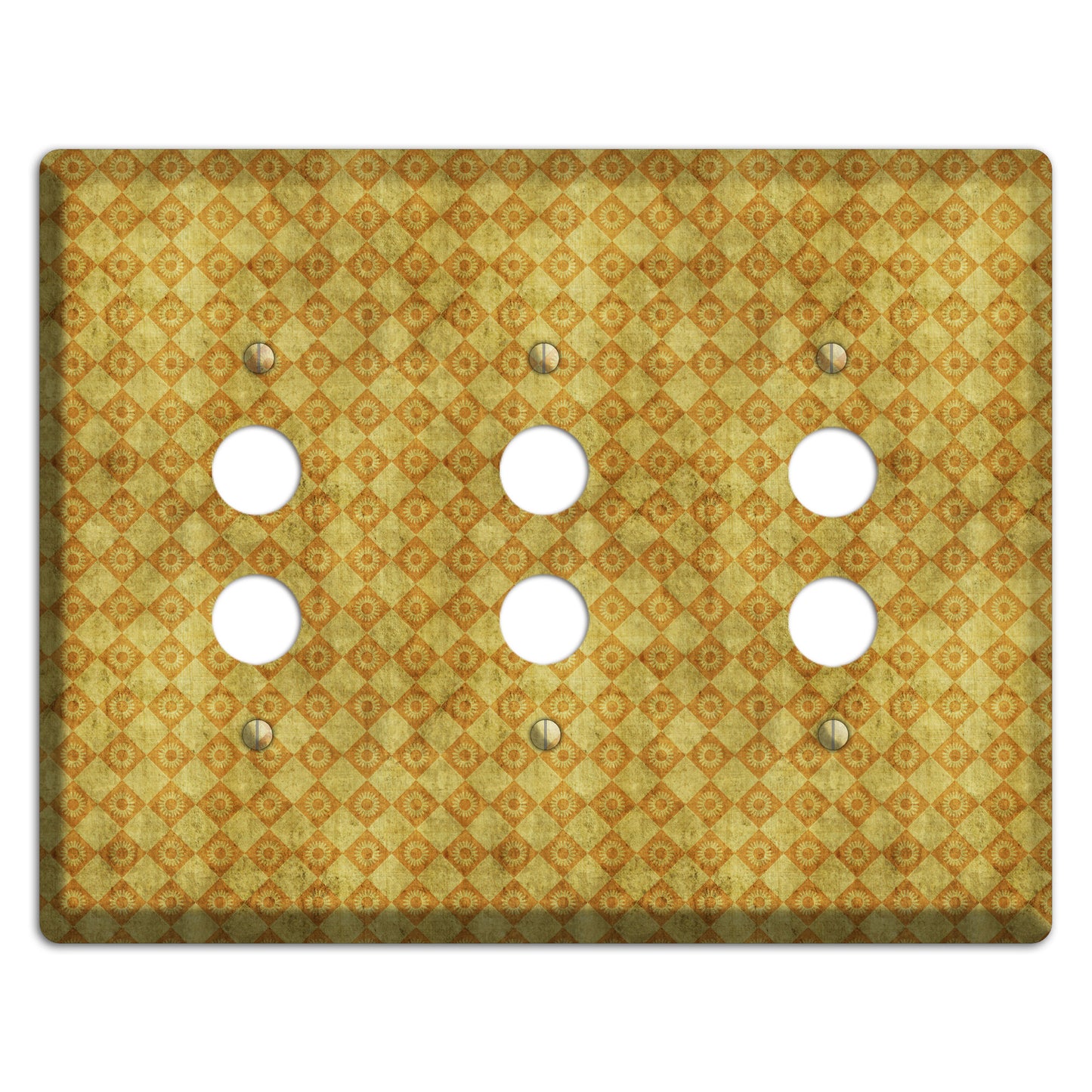 Mustard Diamond Circles 3 Pushbutton Wallplate