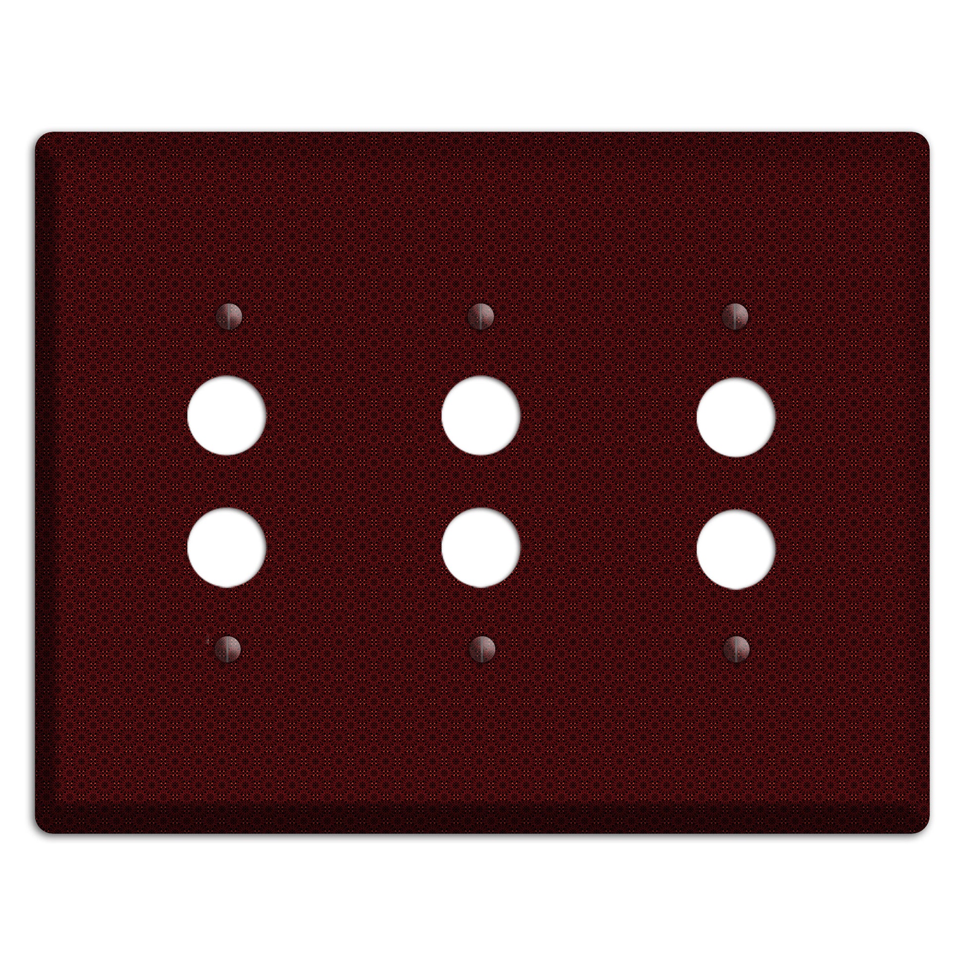 Maroon Tiny Checkered Foulard 3 Pushbutton Wallplate