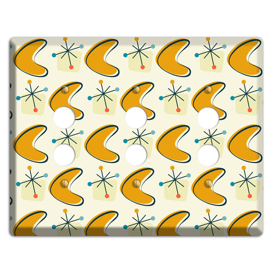 Yellow Boomerang 3 Pushbutton Wallplate